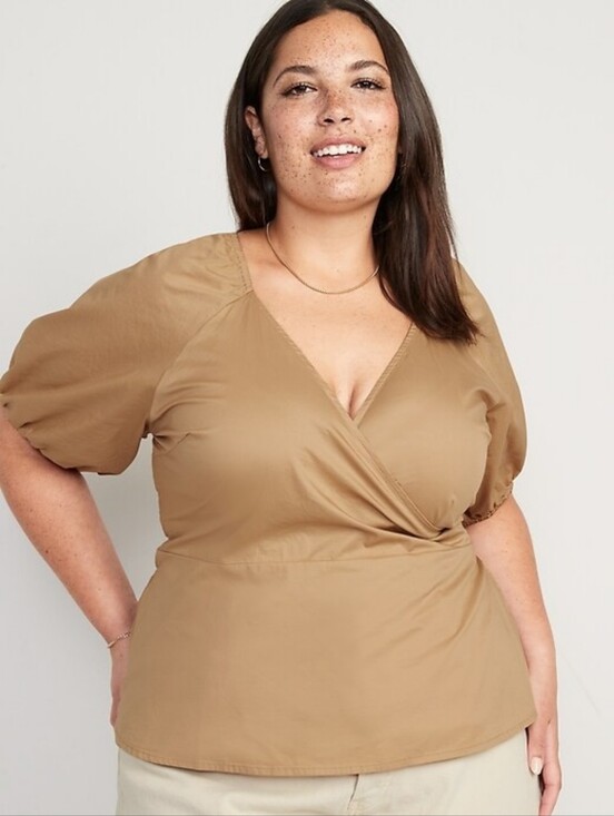 Old Navy Tops - Old Navy Plus Size Puff-Sleeve Smocked Wrap Blouse